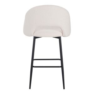 Masebo bar stool boucle in white with black metal legs 48x52x97cm