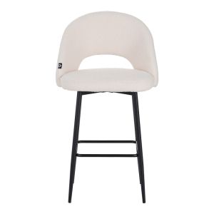 Masebo bar stool boucle in white with black metal legs 48x52x97cm