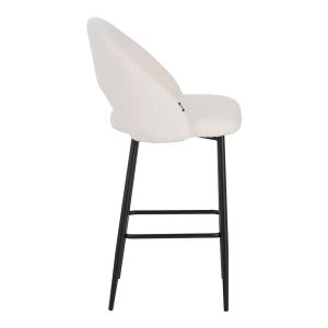 Masebo bar stool boucle in white with black metal legs 48x52x97cm