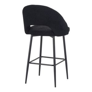Masebo bar stool boucle in black with black metal legs 48x52x97cm