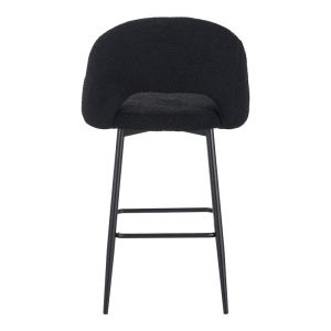 Masebo bar stool boucle in black with black metal legs 48x52x97cm