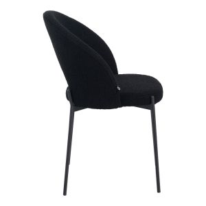 Masebo chair boucle fabric in black with black metal legs 68x66x82.5cm