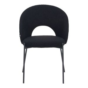 Masebo chair boucle fabric in black with black metal legs 68x66x82.5cm
