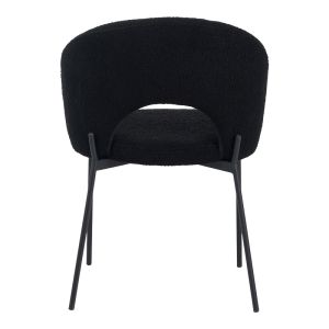 Masebo chair boucle fabric in black with black metal legs 68x66x82.5cm