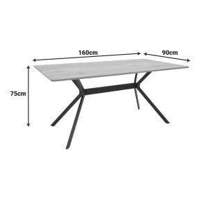 Nerelis естествена Mdf маса и черен метален крак 160x90x75см