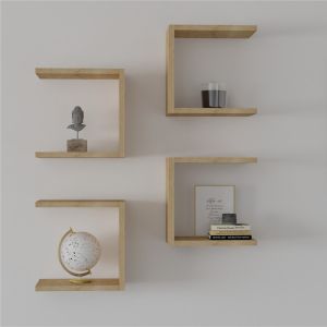 Perari 4бр стенен рафт в нюанс дъб 30x19.6x30см