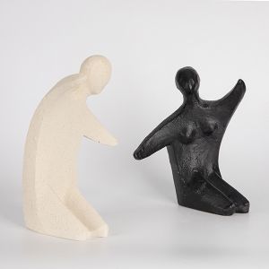 S/2 ceramic figures beige-black 30.5x11x22.8cm