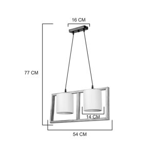 Sereda двоен полилей E14 в кафяво-кремав абажур 54x14x27cm