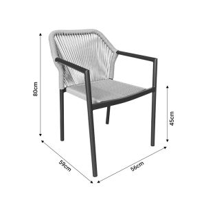 Thorio-lush dining table set of 5 anthracite aluminum and plywood in natural shade 160x90x75cm