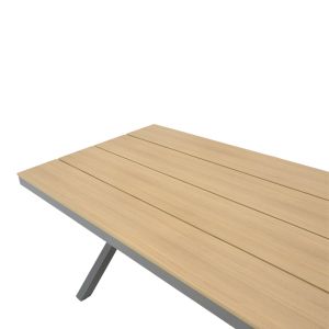 Thorio-lush dining table set of 5 anthracite aluminum and plywood in natural shade 160x90x75cm