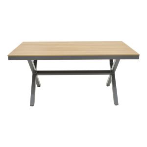 Thorio-lush dining table set of 5 anthracite aluminum and plywood in natural shade 160x90x75cm