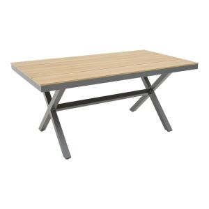 Thorio-lush dining table set of 5 anthracite aluminum and plywood in natural shade 160x90x75cm