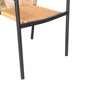 Thorio-lush dining table set of 7 anthracite aluminum and plywood in natural shade 160x90x75cm