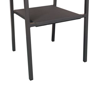 Thorio-savor dining table set of 7 anthracite aluminum and plywood in natural shade 160x90x75cm