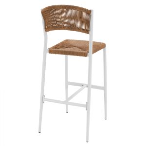 Алуминиев бар стол бял с кафеви въжета Hm5789,01 45,5x56x111cm