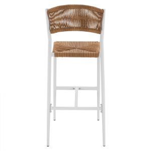 Алуминиев бар стол бял с кафеви въжета Hm5789,01 45,5x56x111cm