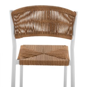 Алуминиев бар стол бял с кафеви въжета Hm5789,01 45,5x56x111cm