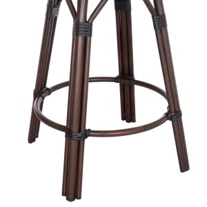 Aluminum medium bar stool Chino Hm6286.01 bamboo and textile in brown 43x43x65hcm.