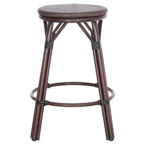Aluminum medium bar stool Chino Hm6286.01 bamboo and textile in brown 43x43x65hcm.