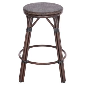 Aluminum medium bar stool Chino Hm6286.01 bamboo and textile in brown 43x43x65hcm.