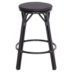 Aluminum medium bar stool Chino Hm6286.02 bamboo look and textile in black Φ43x65hcm.