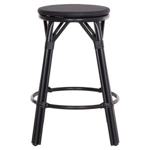 Aluminum medium bar stool Chino Hm6286.02 bamboo look and textile in black Φ43x65hcm.