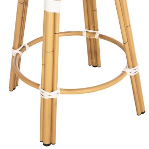 Aluminum medium bar stool Chino Hm6286.04 bamboo look in natural and textile 43x43x65hcm.