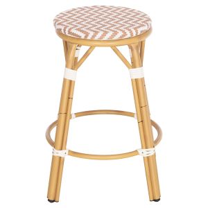 Aluminum medium bar stool Chino Hm6286.04 bamboo look in natural and textile 43x43x65hcm.