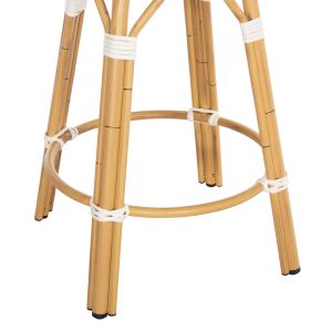 Aluminum medium bar stool Chino Hm6286.05 bamboo look and textile in blue 43x43x65hcm.
