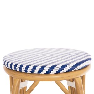 Aluminum medium bar stool Chino Hm6286.05 bamboo look and textile in blue 43x43x65hcm.