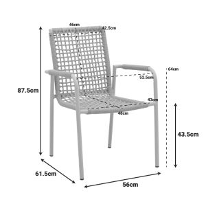 ALUMINUM CHAIR ESENCE IN WHITE-POLYETHYLENE ROPE IN BEIGE NUANCE 56X61.5X87.5 CM