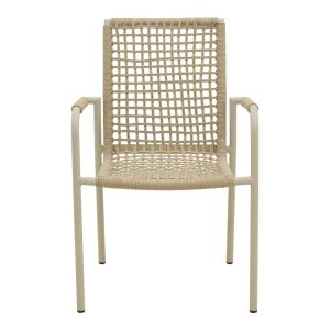 ALUMINUM CHAIR ESENCE IN WHITE-POLYETHYLENE ROPE IN BEIGE NUANCE 56X61.5X87.5 CM