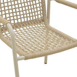 ALUMINUM CHAIR ESENCE IN WHITE-POLYETHYLENE ROPE IN BEIGE NUANCE 56X61.5X87.5 CM