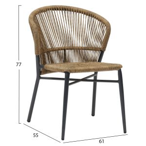 Aluminum chair Lynn Hm6267.01 anthracite Frame-pe rattan in natural color 61x55x77hcm.