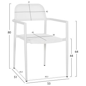 Aluminum chair Ronny white-white textile 53x51x80hcm Hm5998,02