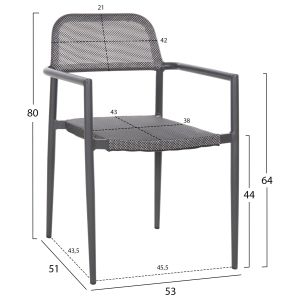 Aluminum chair Ronny gray - gray textile 53x51x80hcm Hm5998,01