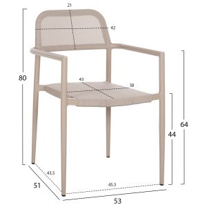 Aluminum chair Ronny champagne-textile 53x51x80hcm Hm5998,03