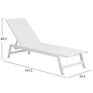 Aluminum chaise longue Rabia Hm5982.01 white color 191.5x55.5x89.5hcm