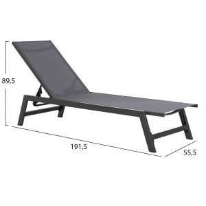 Aluminum chaise longue Rabia Hm5982.03 anthracite color 191.5x55.5x89.5hcm