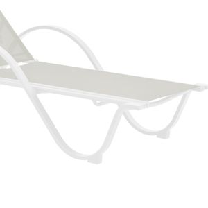 Aluminum chaise longue with armrests Attain with white textile 200x62x35cm