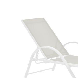 Aluminum chaise longue with armrests Attain with white textile 200x62x35cm