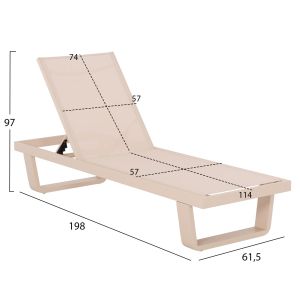 Aluminum shell Rickon with teslin fabric Hm6292.04 champagne color 198x61.5x97cm.