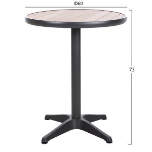 Алуминиева кръгла маса Alexa Hm6086,01 Антрацит-polywood плот в натурален цвят D60x73cm Hm6086