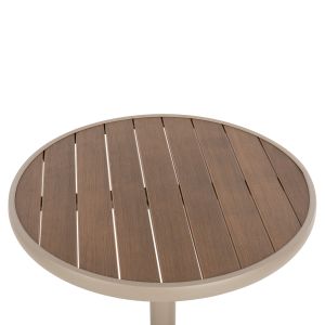 Алуминиева кръгла маса Alexa Hm6086,04 Шампанско-polywood плот в натурален цвят D60x73cm Hm6086