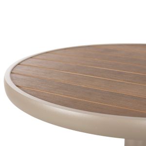 Алуминиева кръгла маса Alexa Hm6086,04 Шампанско-polywood плот в натурален цвят D60x73cm Hm6086