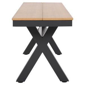 Aluminum bench Tawnee Hm6040,01 anthracite - Polywood seat in natural wood color 220x36x44.5cm Hm6040
