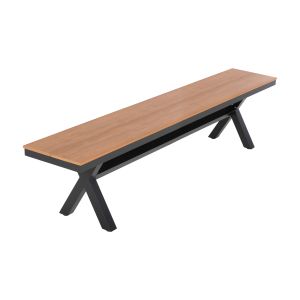 Aluminum bench Tawnee Hm6040,01 anthracite - Polywood seat in natural wood color 220x36x44.5cm Hm6040