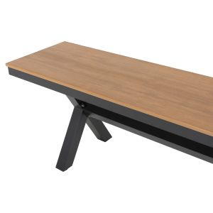Aluminum bench Tawnee Hm6040,01 anthracite - Polywood seat in natural wood color 220x36x44.5cm Hm6040