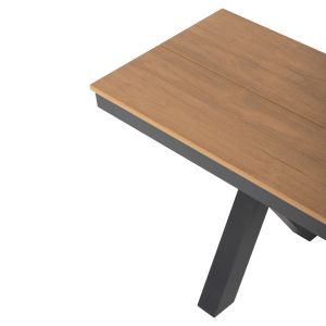 Aluminum bench Tawnee Hm6040,01 anthracite - Polywood seat in natural wood color 220x36x44.5cm Hm6040