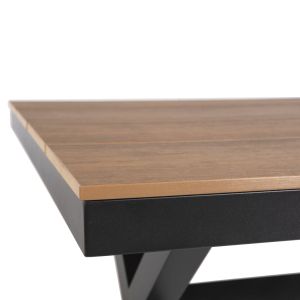 Aluminum rectangular table Tawnee Hm6039.01 Anthracite-polywood in natural wood color 219.5x89.5x73cm Hm6039